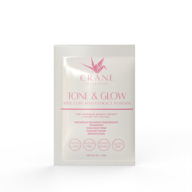 Sample pack of Tone and Glow - 100% pure non-gmo coix seed powder - front view.